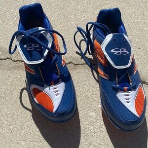 Boombah baseball cleats orange blue never worn breaking condition size 11 1/2